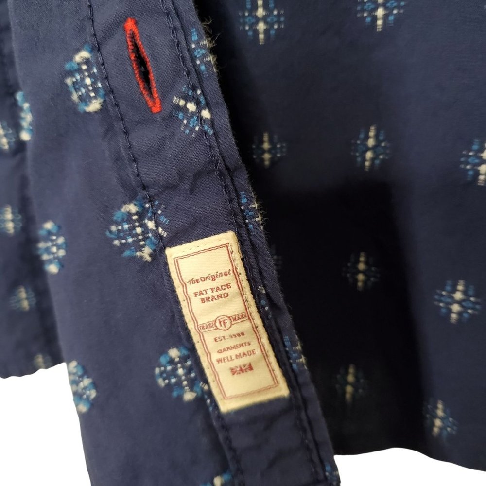 FatFace UK Size L Shirt 100% Cotton Embroidered Button Front Long Sleeve Pocket - Picture 11 of 12